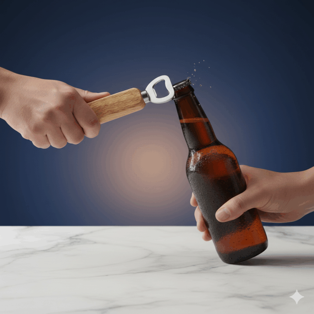 【雷射雕刻】木柄啤酒開瓶器