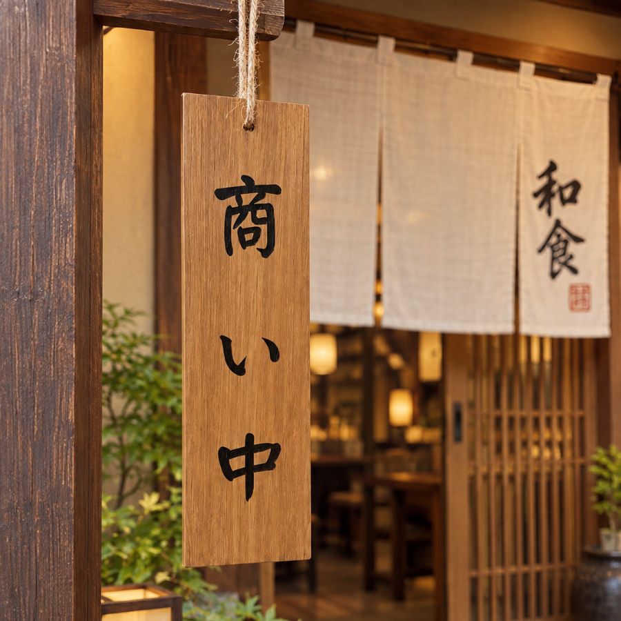 柚木雙面吊牌 商い中/度仕中-SW1001:圖片 2